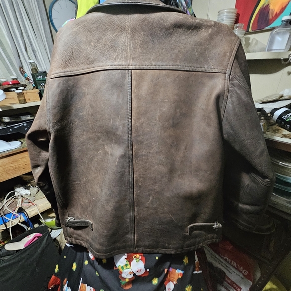 Men's Large vintage  Akaso  Brown Leather Bomber - Picture 2 of 8